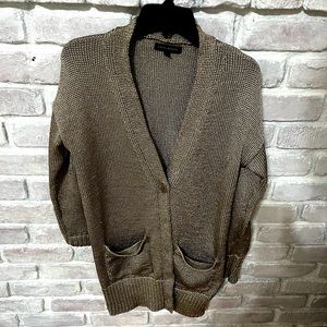 Banana Republic size medium M, metallic taupe brown gold button up cardigan